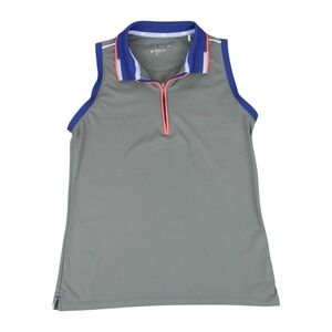 Peter Millar Sleeveless Polo Quarter Zip Green Golf Top Women's Medium